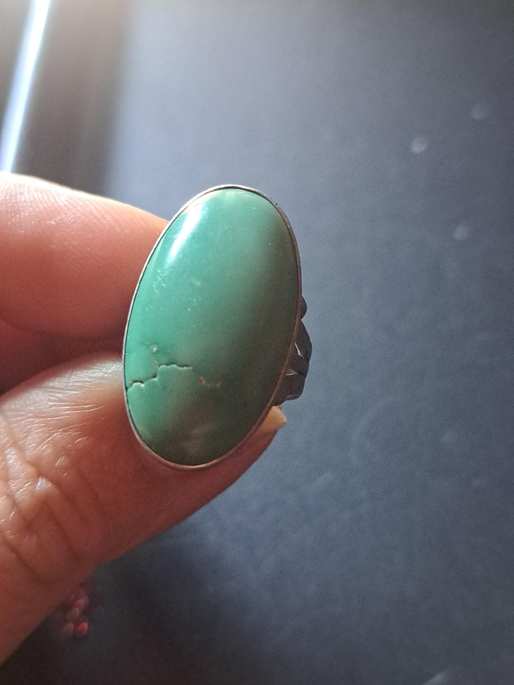Boho Vintage Turqoise & Sterling Ring
